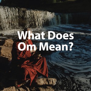 Man by river doing a sound meditation and Om